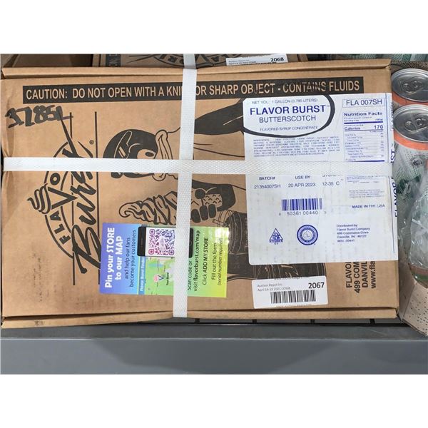 CASE LOT Flavor Burst Butterscotch Flavored Syrup Concentrate 3.785 Liters