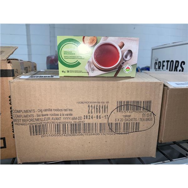 CASE LOT Compliments Organic Vanilla Rooibos Red Tea 6x20 Tea Bags