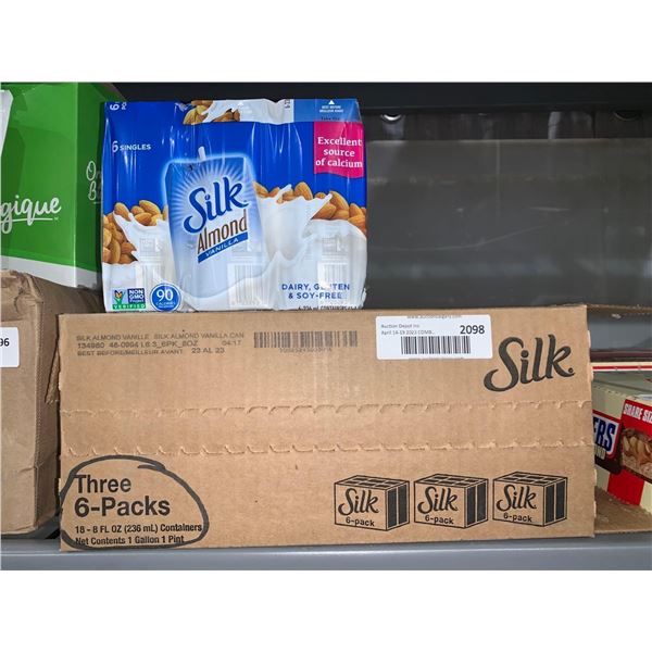 CASE LOT Silk Almond Vanilla Dairy, Gluten & Soy Free 3 x 6packs