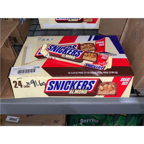 CASE LOT Snickers Almond Share Size Chocolate Bar 24 x 91.6g
