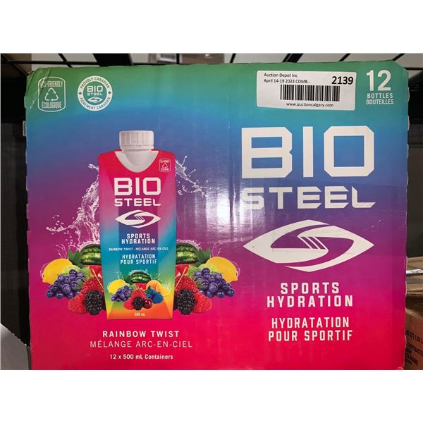CASE LOT BIO Steel Sports Hydration Drink Rainbow Twist Flavor 12 x 500ml