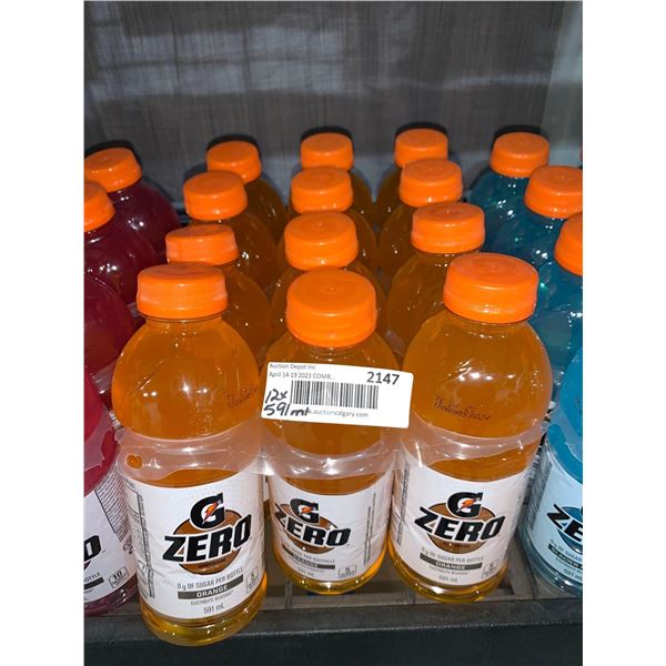 CASE LOT G Zero Orange Flavor Electrolyte Beverage 12 x 591ml