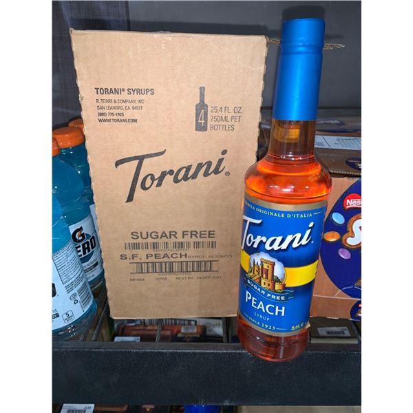 CASE LOT Torani Sugar Free Peach Syrup 4 x 750ml