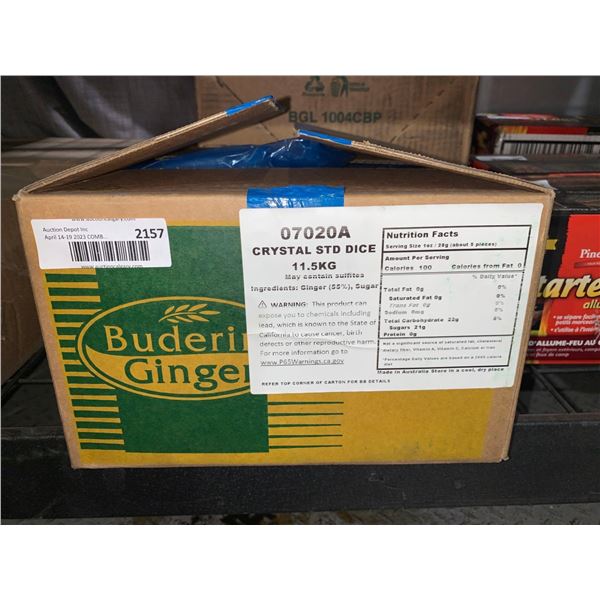CASE LOT Buderim Ginger Kosher & Halal Certified Crystallised Ginger 11.5kg