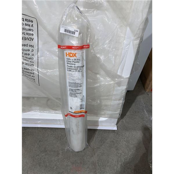 HDX Heavy 102in x 58.8ft Clear Plastic Sheeting 1 Clear Plastic Roll 500 Sq/Ft, 6Lb