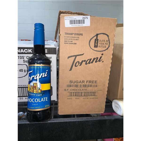 CASE LOT Torani Sugar Free Chocolate Syrup 4 x 750ml