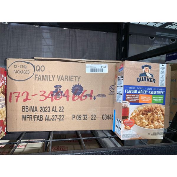 CASE LOT Quaker Instant Oatmeal Flavor Variety 12 x 314g