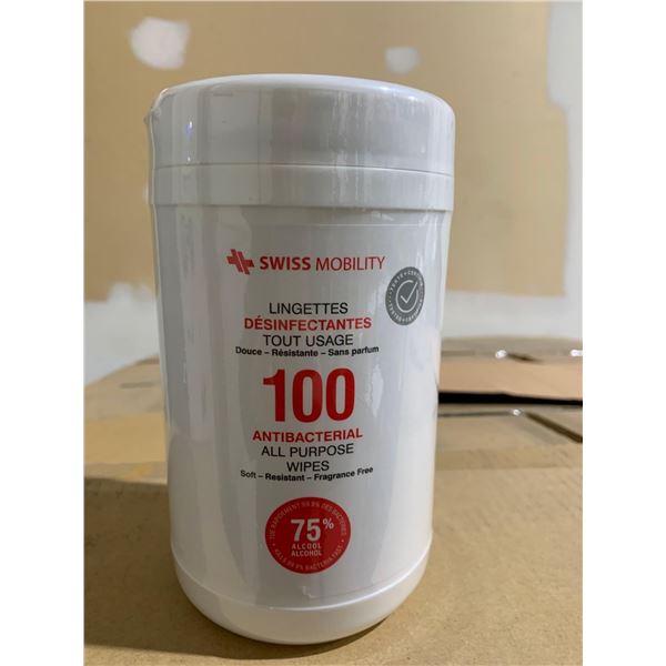 Swiss Mobility Antibacterial Disinfectant Wipes - 24 Bottles of 100 wipes
