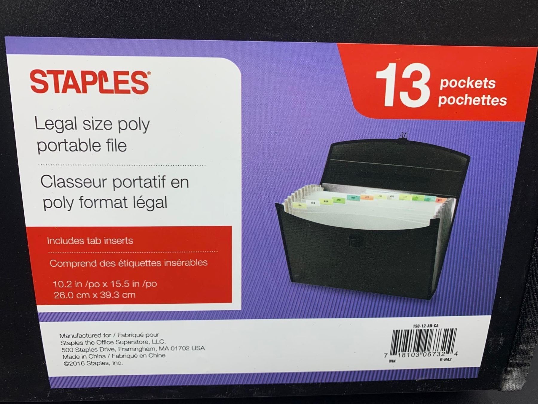 Staplets File Staples Legal Size Poly Portable File (13 Pockets)