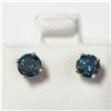 Image 1 : 14K White Gold Diamond (0.9Ct,I1-I3,Blue (Color Treated) Earrings  (~weight 0.67g), Made in Canada, 