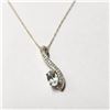 Image 2 : 10K Yellow Gold Aquamarine 18"(0.5ct) Diamond(0.2ct) Necklace (~weight 1.6g), Suggested Retail Value