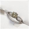 Image 3 : 14K White Gold Yellowish Green Diamond (1.15Ct, I2) Diamonds (.40Ct, I1-I3, G-H) Ring (~Size 6)(Ring