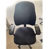 Image 1 : Black Upholstered  Office Chair on Casters - Some damage to Arm Rests as seen in photos