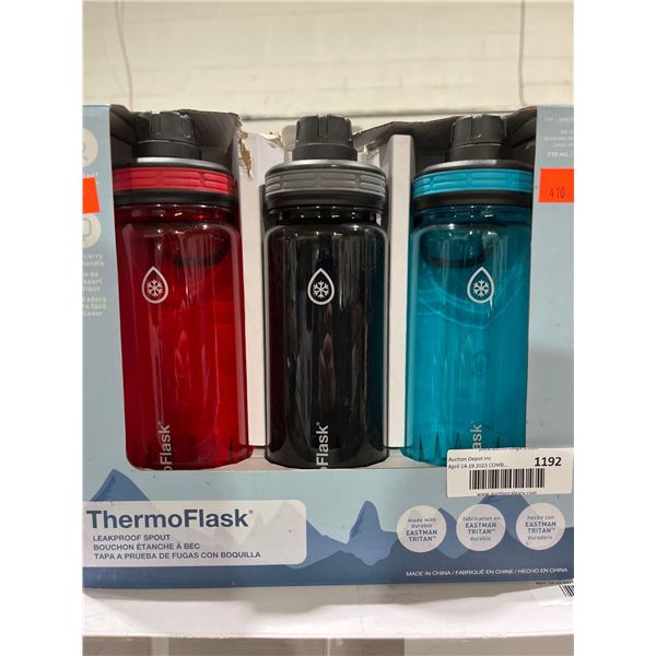 Thermo Flask 3 Pack Leakproof Spouted Water Bottles