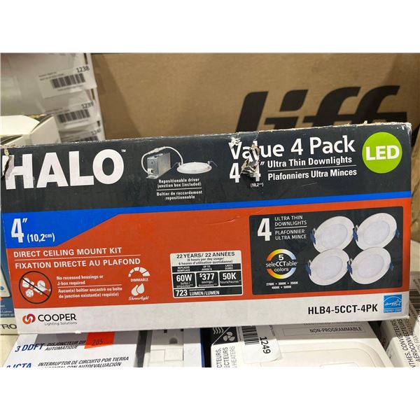 Halo 4" Direct Ceiling Mount Ultra thin Downlights - 4 pack