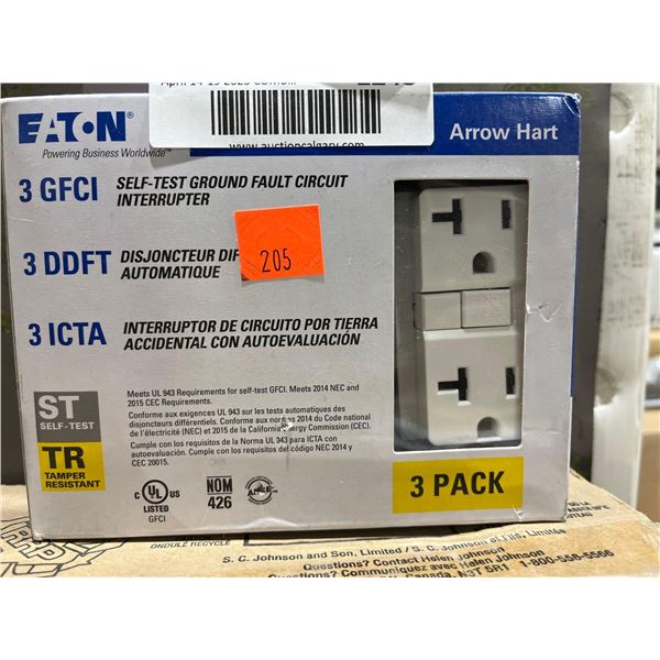 Eaton 3 GFCI Self-Test Ground Fault Circuit Interruptor - 3 pack