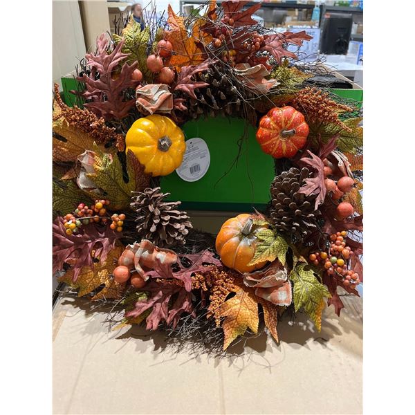 Large Fall Harvest Themed Holiday Wreath - Lot of 2