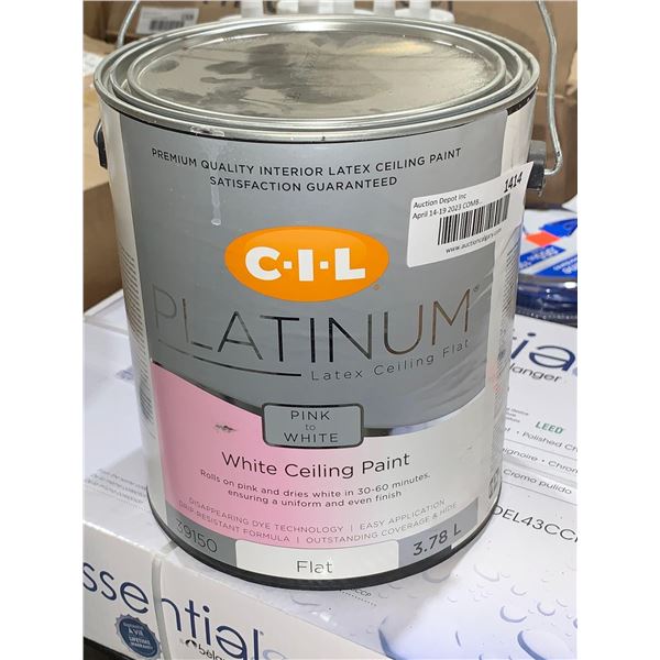 C-I-L Platinum Pink to White  Flat White Latex Ceiling Paint 3.78L
