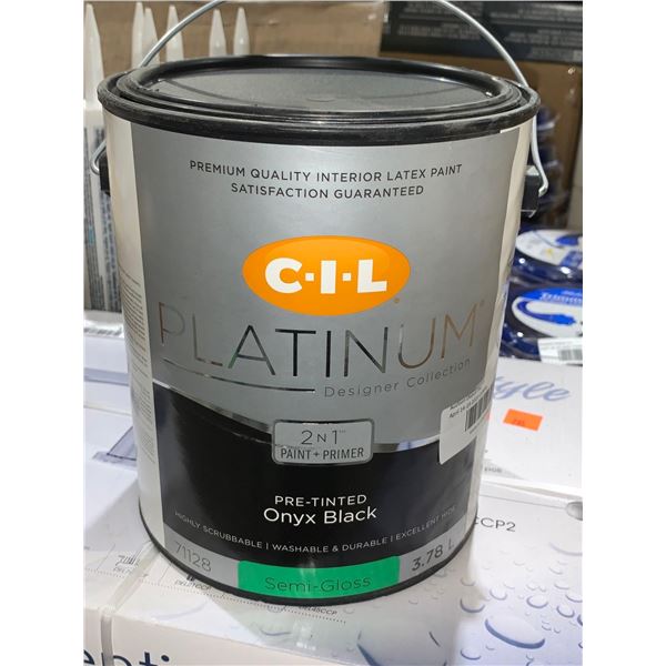 C-I-L Platinum 2 n 1 Paint + Primer Pre Tinted Onyx Black Semi-Gloss 3.78L