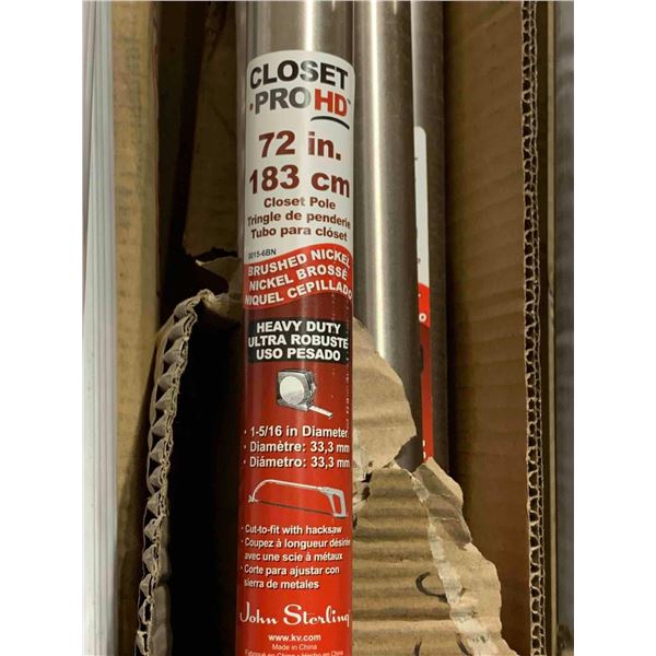 Closet Pro HD 72" Closet Pole Brushed Nickle 1 5/16" Dia Lot of 4