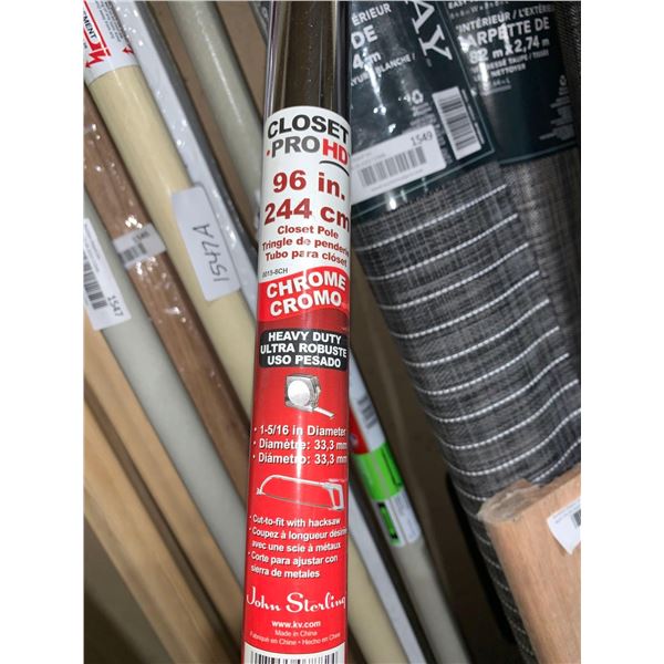 Closet Pro HD 96" Closet Pole Chrome1 5/16" Dia Lot of 4