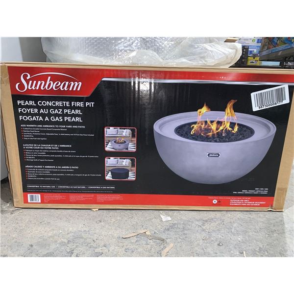 NEW Sunbeam Pearl Concrete Fire Bowl 31.5" x 31.5" x 14.5" Propane or Natural Gas