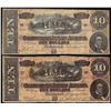 Image 1 : Lot of (2) 1864 $10 Confederate States of America Notes