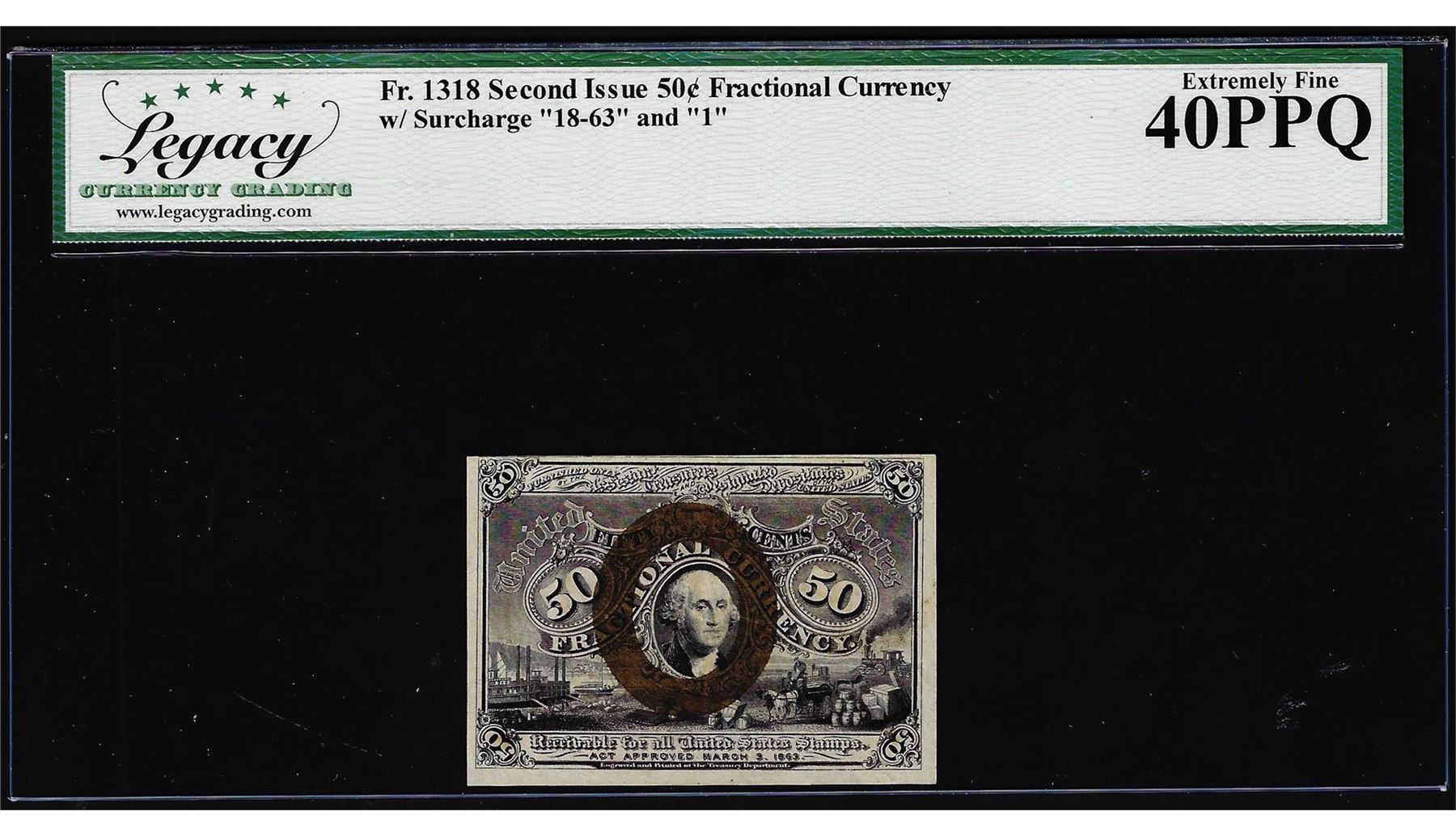 March 3, 1863 Second Issue Fifty Cent Fractional Note Fr.1318 Extremely ...