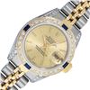 Image 1 : Rolex Ladies Two Tone Champagne Sapphire and Diamond Datejust Wristwatch