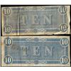 Image 2 : Lot of (2) 1864 $10 Confederate States of America Notes