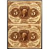 Image 1 : Uncut Sheet of (2) July 17, 1862 First Issue Five Cents Fractional Currency Notes