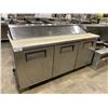 Image 1 : TRUE TSSU-72-18 STAINLESS STEEL 3 DOOR COMMERCIAL MOBILE SANDWICH PREPARATION STATION WITH CUTTING