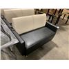 Image 2 : BLACK / CREAM 2 SEAT LEATHER LOOK MODERN RECEPTION LOVESEAT