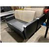 Image 2 : BLACK / CREAM 2 SEAT LEATHER LOOK MODERN RECEPTION LOVESEAT