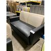 Image 2 : BLACK / CREAM 2 SEAT LEATHER LOOK MODERN RECEPTION LOVESEAT