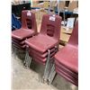 Image 2 : STACK OF 4 BURGUNDY METAL FRAMED PLASTIC STACKING CHILDRENS CHAIRS