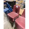 Image 2 : STACK OF 4 BURGUNDY METAL FRAMED PLASTIC STACKING CHILDRENS CHAIRS