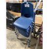 Image 1 : STACK OF 6 BLUE METAL FRAMED PLASTIC STACKING CHILDRENS CHAIRS