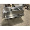 Image 1 : STAINLESS STEEL 48"W X 24"D X 32"H COMMERCIAL BACK BAR WITH ICE WELL, BAR SINK, TILTED BACK SHELF,