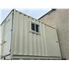 Image 2 : 12FT CREAM OFFICE STORAGE SHIPPING CONTAINER WITH DUAL SWING REAR DOORS WITH CAMS, SIDE MAN DOOR &