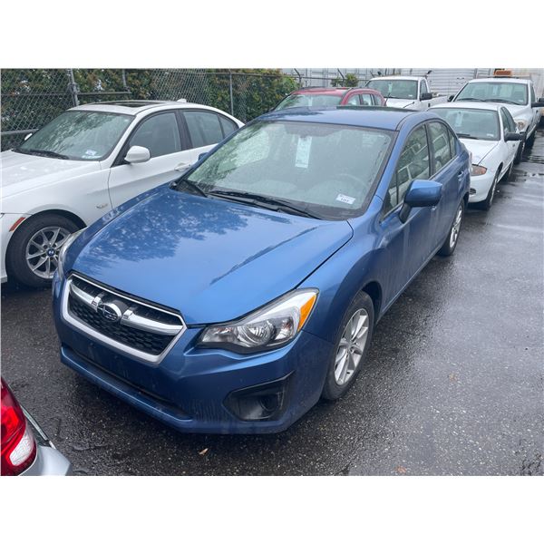 2014 SUBARU IMPREZA, 4DR SEDAN, BLUE, VIN JF1GJAC69EH010316,