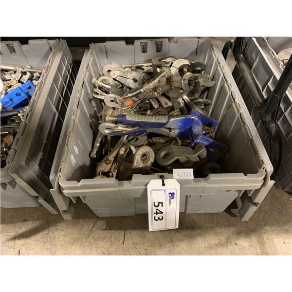 GREY PLASTIC BIN OF ASSORTED PIPE WORKING VICE GRIPS