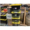 Image 1 : PALLET OF ASSORTED PLASTIC BINS OF ELECTRIC CABLES, SWITCHES, WIRELESS BRIDGES, OPEN MASH, PATCH