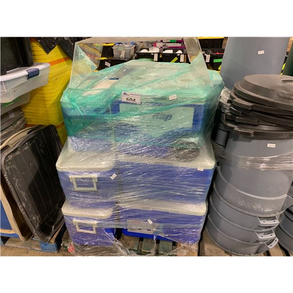 PALLET OF APPROX 15 COLEMAN BLUE CHEST COOLER