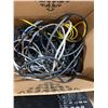 Image 2 : BOX OF ASSORTED CABLES, COMPUTER MONITOR, ETHERNET PORT, KEYBOARD & MORE