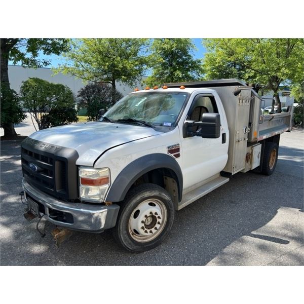 2008 FORD F-450 SUPERDUTY XL, 2DR DUMP TRUCK, WHITE, VIN #1FDXF47R48EA59524