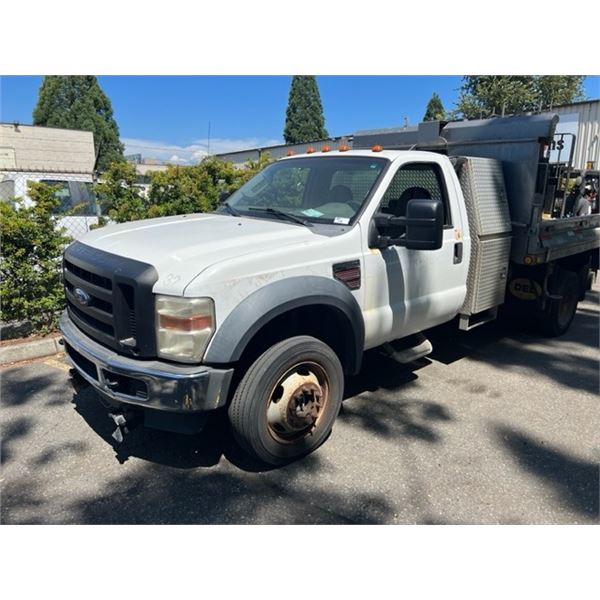 2008 FORD F-450 SUPERDUTY, 2DR DUMP TRUCK, WHITE, VIN # 1FD4F47R28EC57991
