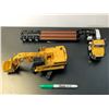 Image 1 : Set of 2 Caterpillar heavy metal die-cast scaled models - includes 365C L FS Excavator & Truck w/ Tr