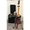 Image 1 : Squier by Fender 4 string bass guitar w/ Laney RB4 amplifier/ guitar cable/ wall mount guitar hanger