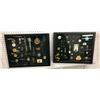 Image 1 : Set of 2 framed glass wall-hangings w/ military pins & collectibles - frame approx. 20in x 16in each